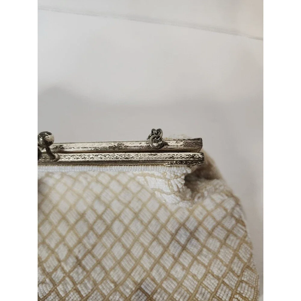 vintage white beaded clutch purse